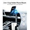 Support de téléphone 2 en 1 pour porte-gobelet de voiture, support magnétique N52 et à fixation par encliquetage, pivotant 360° 