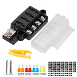 CHENYU Porte Fusible 12v 4 Voies Porte Fusible Boite Voiture Avec Couverture étanche 4 Fusibles 5a 10a 15a 20a Pour Camion Batea