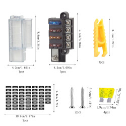 CHENYU Porte Fusible 12v 4 Voies Porte Fusible Boite Voiture Avec Couverture étanche 4 Fusibles 5a 10a 15a 20a Pour Camion Batea