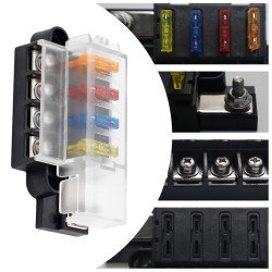 CHENYU Porte Fusible 12v 4 Voies Porte Fusible Boite Voiture Avec Couverture étanche 4 Fusibles 5a 10a 15a 20a Pour Camion Batea