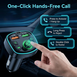 Transmetteur fm bleutooth voiture 5.0, adaptateur radio lecteur mp3 avec double usb charge rapide, kit main libre appel, support