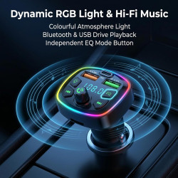 Transmetteur fm bleutooth voiture 5.0, adaptateur radio lecteur mp3 avec double usb charge rapide, kit main libre appel, support