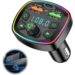 Transmetteur fm bleutooth voiture 5.0, adaptateur radio lecteur mp3 avec double usb charge rapide, kit main libre appel, support