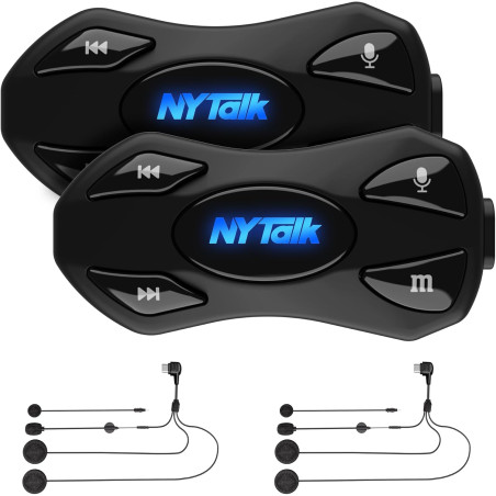 N2 intercom moto duo pour 2 casques, 1000m système de communication | kit main libre moto bleutooth 5.4, multitâche audio, réduc