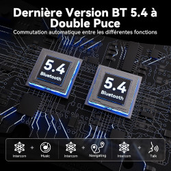 N2 intercom moto duo pour 2 casques, 1000m système de communication | kit main libre moto bleutooth 5.4, multitâche audio, réduc