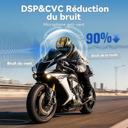 N2 intercom moto duo pour 2 casques, 1000m système de communication | kit main libre moto bleutooth 5.4, multitâche audio, réduc