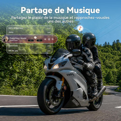 N2 intercom moto duo pour 2 casques, 1000m système de communication | kit main libre moto bleutooth 5.4, multitâche audio, réduc