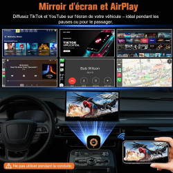 Adaptateur CarPlay sans Fil Ultra Mini: Wireless CarPlay 4 en 1 avec AirPlay/Miracast – Connexion Automatique Plug & Play, USB/T