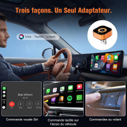 Adaptateur CarPlay sans Fil Ultra Mini: Wireless CarPlay 4 en 1 avec AirPlay/Miracast – Connexion Automatique Plug & Play, USB/T