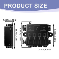 Porte-fusibles 12 V pour 1 fusibles MEGA et 4 fusibles MIDI avec barre de bus, bloc de fusibles en polyamide avec couvercle pour