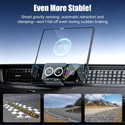 15W Support Téléphone Voiture Magsafe Induction Chargeur,Qi Rapide Chargeur Induction Voiture Double Bobine, Auto Clamping Suppo