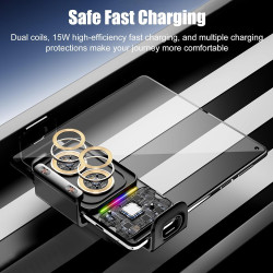 15W Support Téléphone Voiture Magsafe Induction Chargeur,Qi Rapide Chargeur Induction Voiture Double Bobine, Auto Clamping Suppo