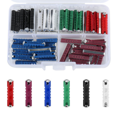 72 Pcs Fusible Voiture, Fusibles Automobiles de type Torpilles, 5A 8A 10A 16A 25A 40A fusible torpille pour véhicules européens 