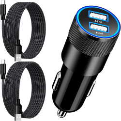 [Apple MFi Zertifiziert] Zigarettenanzünder USB C, Rombica 4.8A Dual USB Auto Ladegerät Adapter 12V KFZ Ladegerät USB C Mit 2Pac