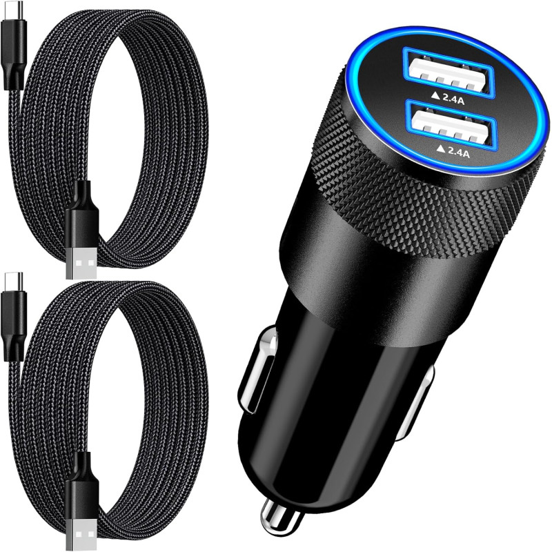 [Apple MFi Zertifiziert] Zigarettenanzünder USB C, Rombica 4.8A Dual USB Auto Ladegerät Adapter 12V KFZ Ladegerät USB C Mit 2Pac