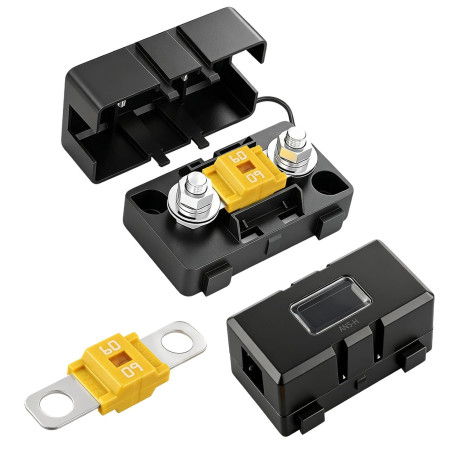 Porte Fusible Voiture avec 2 Fusibles Midi 60A, Porte Fusibles Midi à Courant Élevé, Fusible Voiture Standard, Etanche, pour Voi