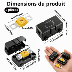 Porte Fusible Voiture avec 2 Fusibles Midi 60A, Porte Fusibles Midi à Courant Élevé, Fusible Voiture Standard, Etanche, pour Voi