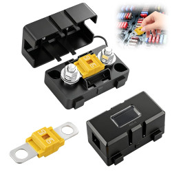 Porte Fusible Voiture avec 2 Fusibles Midi 60A, Porte Fusibles Midi à Courant Élevé, Fusible Voiture Standard, Etanche, pour Voi