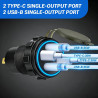 1 Pièces Chargeur Multiport de Voiture 132W 12V/24V 4 Ports USB | 30W x 2 USB-C et 36W x 2 USB-B Prise de Charge pour Téléphone 