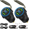 2 Pièces Chargeur Multiport de Voiture 132W 12V/24V 4 Ports USB | 30W x 2 USB-C et 36W x 2 USB-B Prise de Charge pour Téléphone 