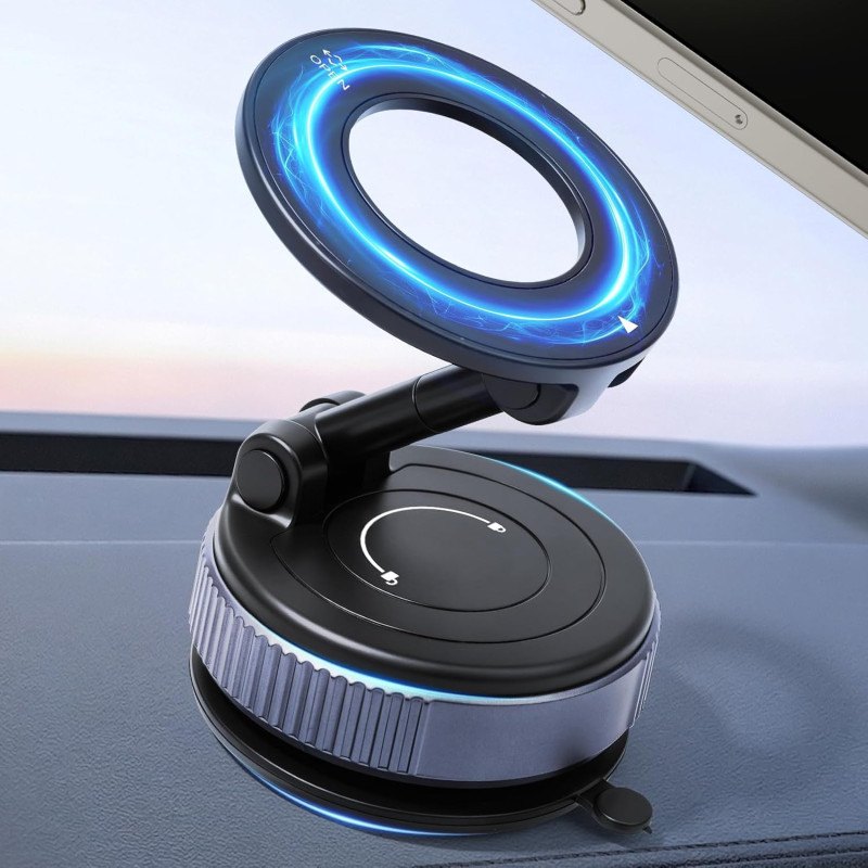 Jewan Support Telephone Voiture pour Magsafe, Porte Telephone Voiture 360° Rotation Support Telephone Voiture Aimanté pour Table