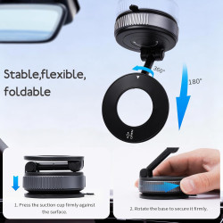 Jewan Support Telephone Voiture pour Magsafe, Porte Telephone Voiture 360° Rotation Support Telephone Voiture Aimanté pour Table