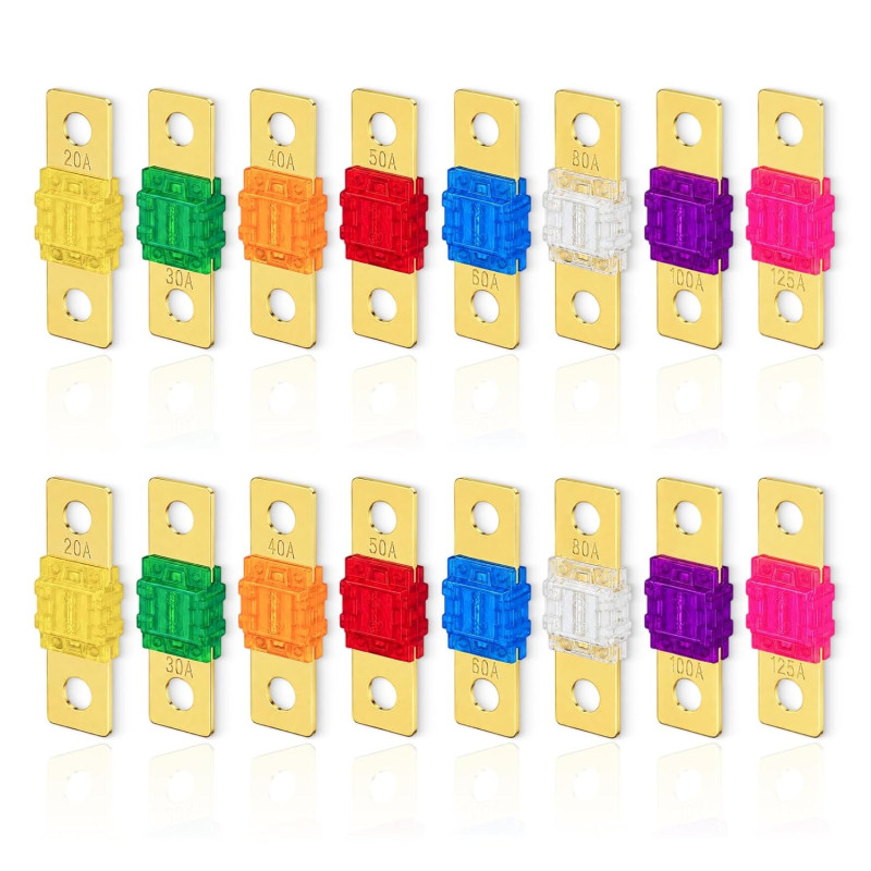 16 pièces fusible MIDI, kit porte-fusible MEGA avec fusibles à vis 32V 20/30/40/50/60/80/100/125A – fusibles haute intensité cod