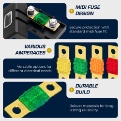16 pièces fusible MIDI, kit porte-fusible MEGA avec fusibles à vis 32V 20/30/40/50/60/80/100/125A – fusibles haute intensité cod