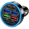 Chargeur Allume Cigare Voiture 50W, 8 Ports Adaptateur USB Auto 4 USB-A & 4 USB-C, Prise Multiples Charge Rapide, Accessoires Vo