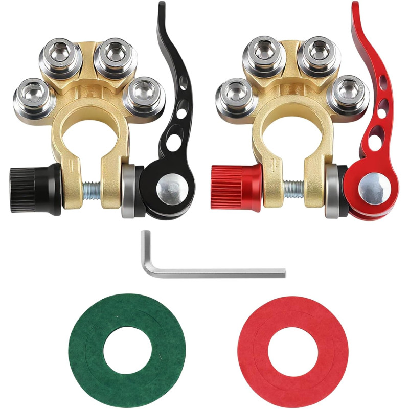 2 Pièces Cosses de Batterie 12V à Serrage Rapide 4 Voies, Cosse Batterie 12V Voiture à Verrouillage Rapide, Connecteur de Type S