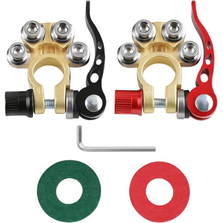 2 Pièces Cosses de Batterie 12V à Serrage Rapide 4 Voies, Cosse Batterie 12V Voiture à Verrouillage Rapide, Connecteur de Type S