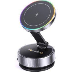 Support Voiture MagSafe sans Fil 15W, Ventouse sous Vide Ultra-Forte, Rotation 360° et Design Pliable. Charge Rapide Stable, Com
