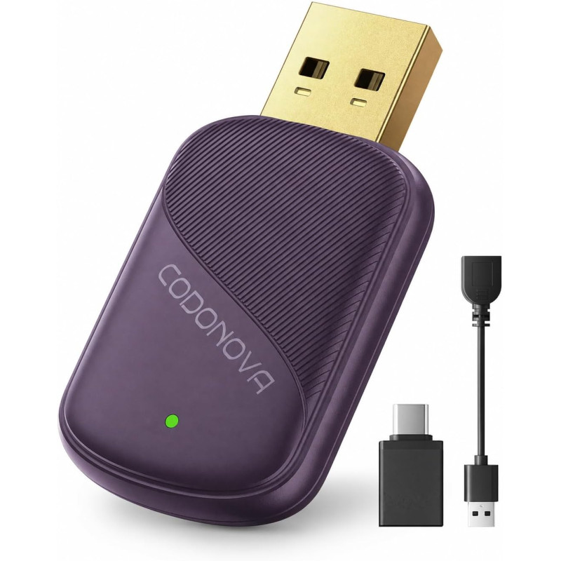 Adaptateur sans Fil CarPlay, Convertisseur CarPlay Filaire vers sans Fil, USB A/C Métal, Compatible iOS 10+, pour Trajets Quotid