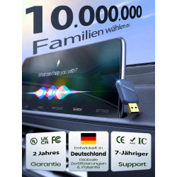 Mini Adaptateur CarPlay sans Fil, Convertisseur USB A/C pour CarPlay Filaire, Compatible iOS 10+, Boîtier Métal pour Voiture, Lo