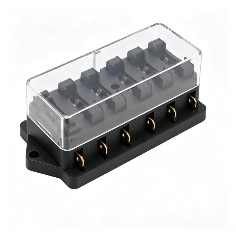 Bloc de 6 compartiments DC 12 V-32 V pour voiture, bateau, camping-car, camion – Porte-fusibles fourni avec 6 éléments plats aut