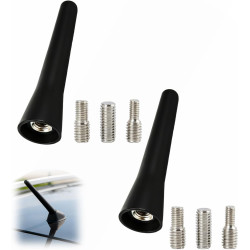2 PCS 6.5cm Mini Antenne Voiture Courte Universelle FM AM pour Autoradio, Antenne de Toit avec Adaptateurs M4 M5 M6, Réception R