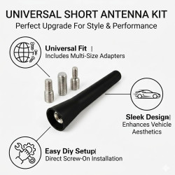 2 PCS 6.5cm Mini Antenne Voiture Courte Universelle FM AM pour Autoradio, Antenne de Toit avec Adaptateurs M4 M5 M6, Réception R