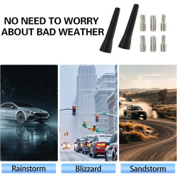 2 PCS 6.5cm Mini Antenne Voiture Courte Universelle FM AM pour Autoradio, Antenne de Toit avec Adaptateurs M4 M5 M6, Réception R