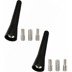 2 PCS 6.5cm Mini Antenne Voiture Courte Universelle FM AM pour Autoradio, Antenne de Toit avec Adaptateurs M4 M5 M6, Réception R