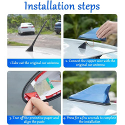 Antenne Requin Voiture pour Peugeot 308/Peugeot 206/Peugeot 207 CC | Amélioration signal radio,Puce haute efficacité,Bague caout