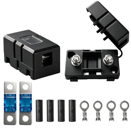 2 Porte-Fusibles Midi pour Voiture avec 2 Fusibles 60A, 2 Bornes, ANS Porte-Fusible Auto avec Vis M5 et Couvercle de Protection,