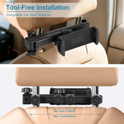 VINATO Support Tablette Voiture Appuie-Tête, Rotation 360°, Bras Télescopique, Compatible Tablettes et Smartphones 4,7-13 Pouces