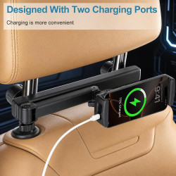 VINATO Support Tablette Voiture Appuie-Tête, Rotation 360°, Bras Télescopique, Compatible Tablettes et Smartphones 4,7-13 Pouces