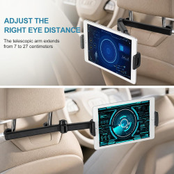 VINATO Support Tablette Voiture Appuie-Tête, Rotation 360°, Bras Télescopique, Compatible Tablettes et Smartphones 4,7-13 Pouces