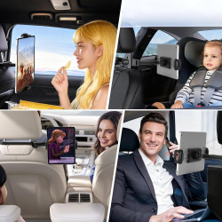 VINATO Support Tablette Voiture Appuie Tete, Support iPad Voiture, Rotation à 360°, Porte Tablette Voiture Compatible avec Table