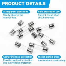 150 Pièces 15 Valeurs Assortiment de Fusibles en Verre avec Raccord Rapide, 5x20mm Fusibles à Fusion 250V 0,1 0,2 0,25 0,5 1 1,5
