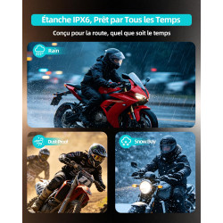 Blaise v6 plus intercom moto duo pour 2 casques, 2 à 6 motards système de communication casque, portée 1000 m, bleutooth 5.3, pa