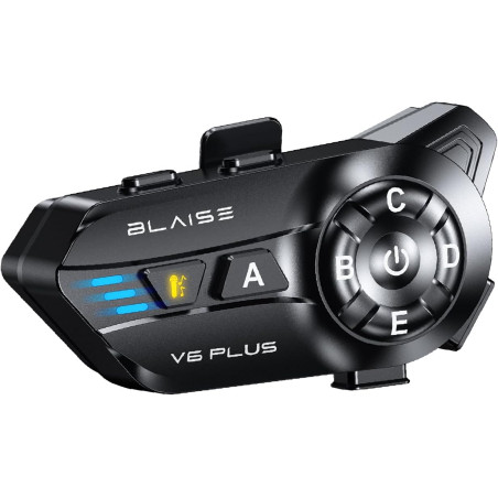 Blaise v6 plus intercom moto bleutooth, 2 à 6 motards système de communication casque, réduction de bruit, portée 1000 m, bleuto