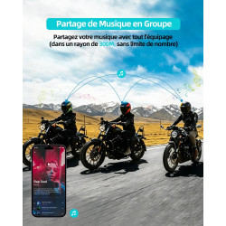 Blaise v6 plus intercom moto bleutooth, 2 à 6 motards système de communication casque, réduction de bruit, portée 1000 m, bleuto