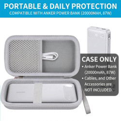 Khanka (Étui Uniquement) Étui de Transport Rigide pour Anker Power Bank 20000 mAh,Chargeur avec câble USB-C intégré,Sac de Range